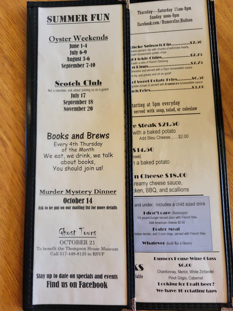Rumors Inc. Menu image 4